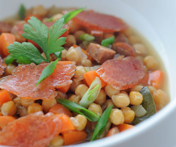 Chickpea With Duo Of East Meets West Chicken sausage