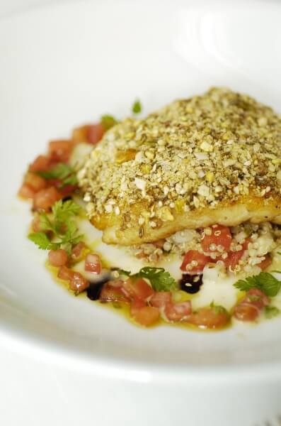 Native Rock Fish with Quinoa Tabbouli, Salsa Verde & Beurre Balanc Sauce