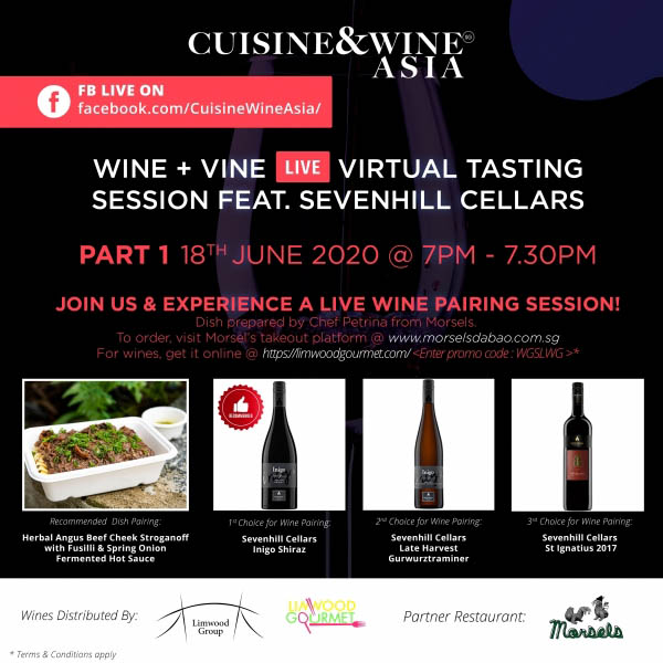 You’re Invited To Our Wine+ Vine Virtual Tasting Session with Sevenhills Cellars and Morsels! 