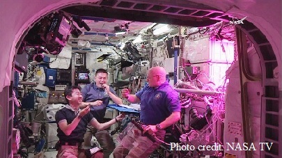 International Space Station (ISS) Astronauts Eat First Space-Grown Food