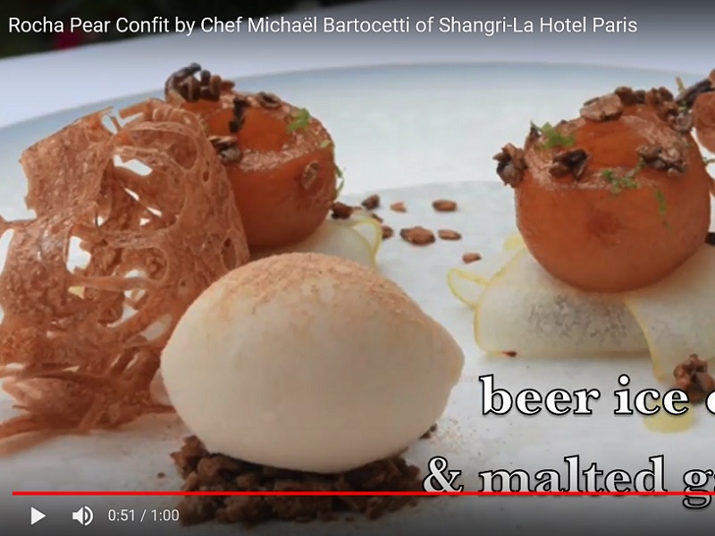 Rocha Pear Confit by Chef Michaël Bartocetti of Shangri-La Hotel Paris