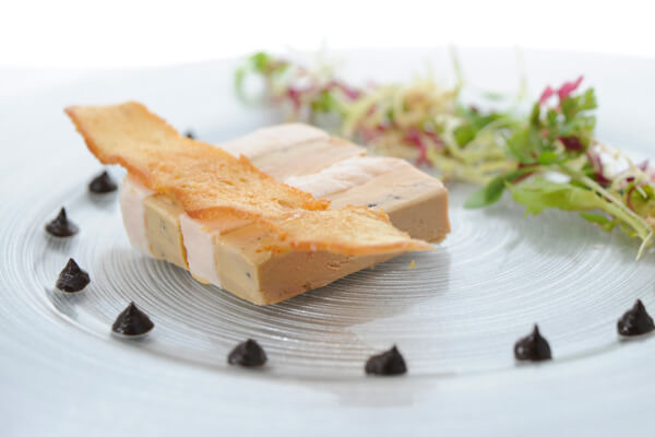 Sous Vide Pressed Turkey & Foie Gras Terrine with Herb Salad & Black Truffle Paste