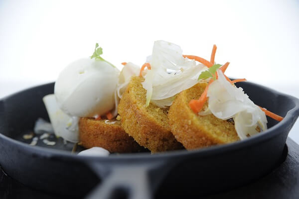 Carrot Cake With Coconut Ice Cream & Sweet Pickled Fennel