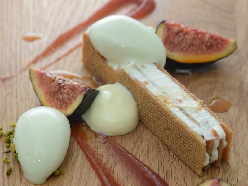 U.S parmesan-riccotta mille feuille with caramelised fig